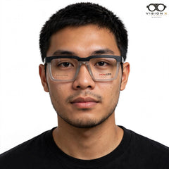 HOXCRS Grey rectangle optical frame for men view 4