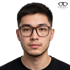 Boss Brown rectangle optical frame for men view 4