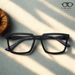 Perfect Black rectangle optical frame for men view 2