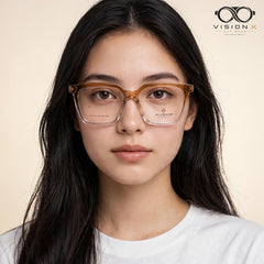 Diamond Amber Clear square optical frame for women view 4