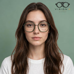 Bannerv Green geometric optical frame for women view 4