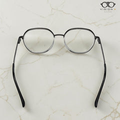 Mrodans Silver Black geometric round optical frame for women view 2