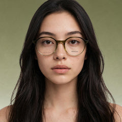 Gucci Olive Green round optical frame for women view 2
