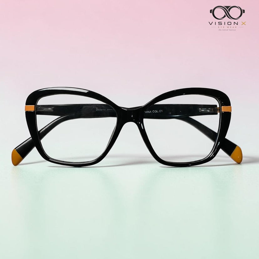 Bermando Black Orange cat eye optical frame for women
