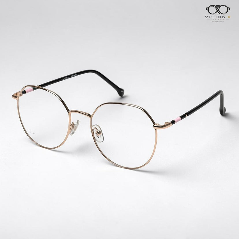 Mei Kailin Rose Gold Black geometric round optical frame for women