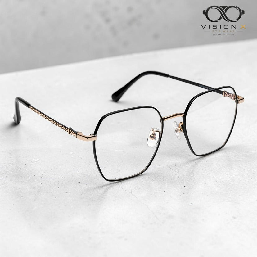Mei Kailin Black Rose Gold geometric optical frame for women