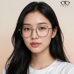 Mei Kailin Black Rose Gold geometric optical frame for women view 4