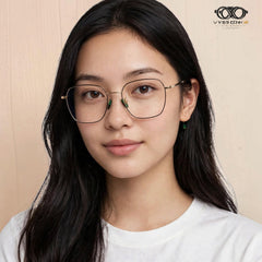Mei Kailin Gold Green geometric optical frame for women view 4