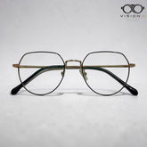 Mei Kailin Gold Black geometric round optical frame for women