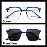 KEISOQA Blue geometric optical frame for men