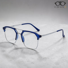KEISOQA Blue geometric optical frame for men view 3