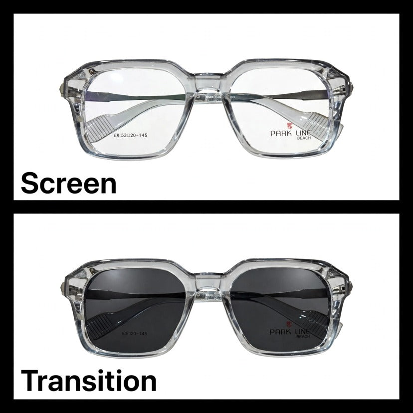 PARK LINE BEACH Transparent Grey rectangle optical frame for men