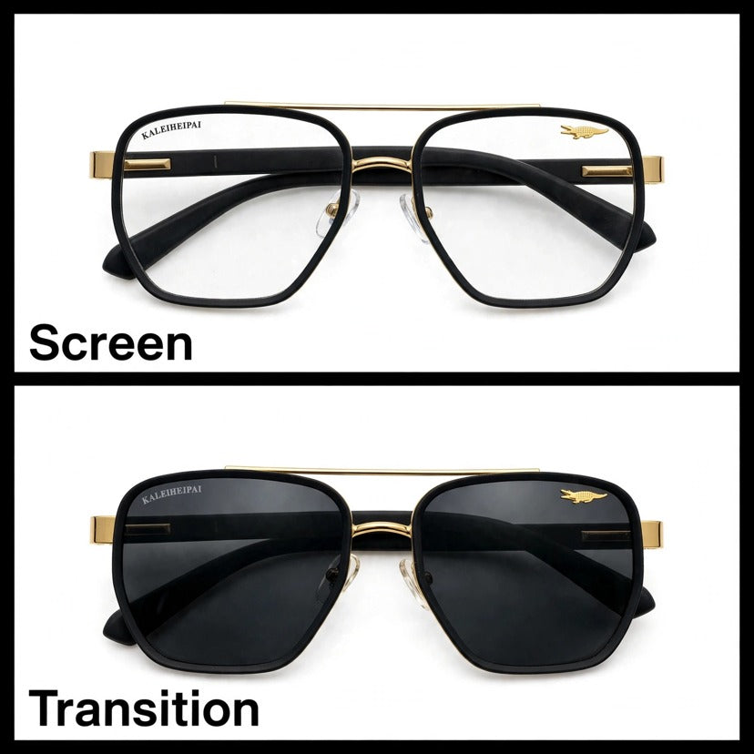 KALEIHEIPAI Black/Gold navigator optical frame for men