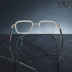 Prada Silver/Grey rectangle optical frame for men view 4