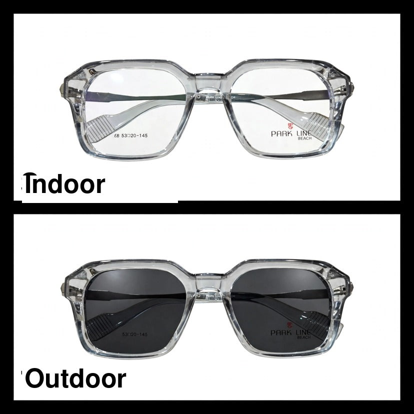 PARK LINE BEACH Transparent Grey rectangle optical frame for men