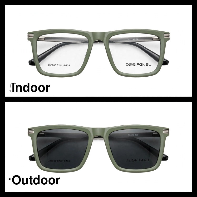 DESIGNEL Olive Green rectangle optical frame for men
