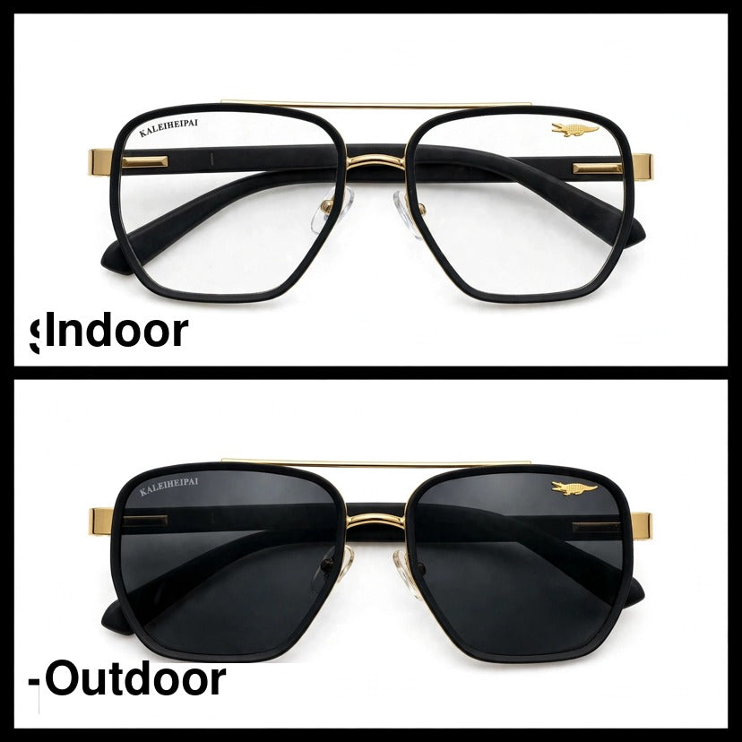 KALEIHEIPAI Black/Gold navigator optical frame for men