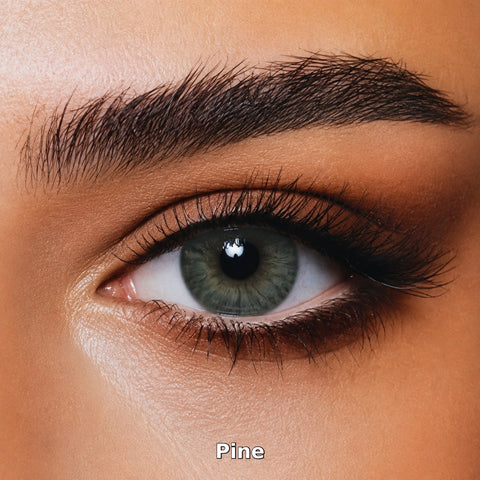 Bella One Day Pine coloured contact lens worn on a brown eye