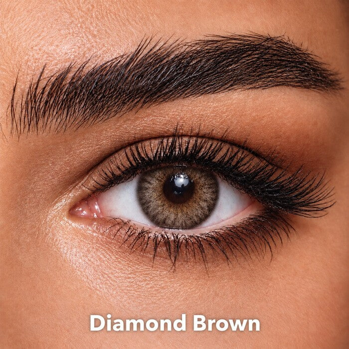 Bella Diamond Collection Diamond Brown coloured contact lens worn on a brown eye