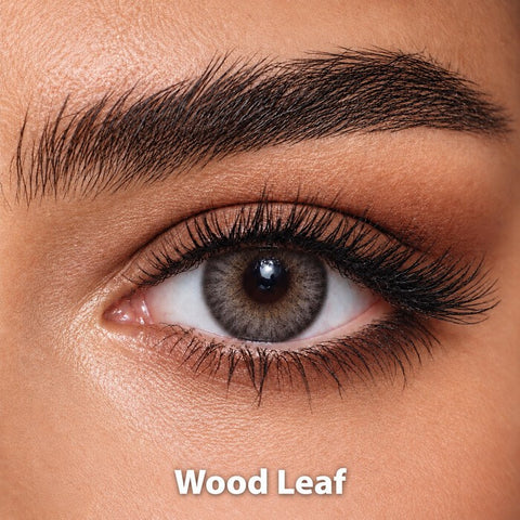 Bella Diamond Collection Wood Leaf coloured contact lens worn on a brown eye
