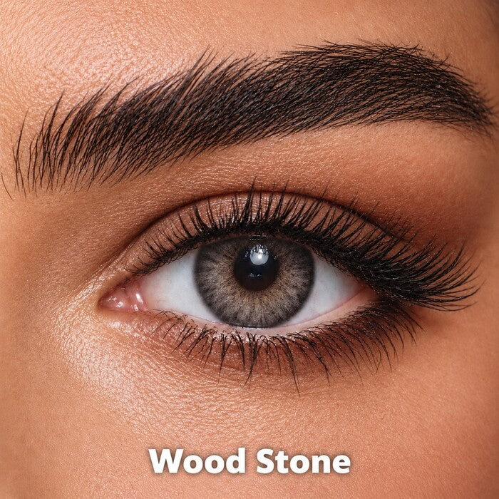 Bella Diamond Collection Wood Stone coloured contact lens worn on a brown eye