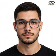 Perfect Grey rectangle optical frame for men view 4