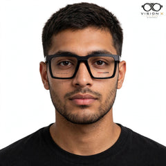 HOXCRS Black rectangle optical frame for men view 4