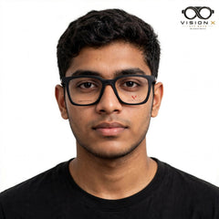 Perfect Black rectangle optical frame for men view 4