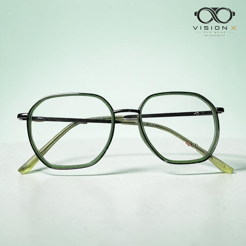 Bannerv Green geometric optical frame for women