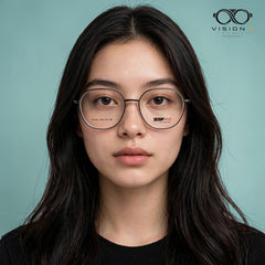 Mrodans Silver Black geometric round optical frame for women view 3