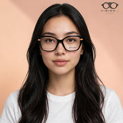 Bermando Black Orange cat eye optical frame for women view 4