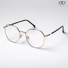 Mei Kailin Rose Gold Black geometric round optical frame for women