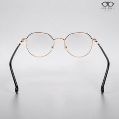 Mei Kailin Rose Gold Black geometric round optical frame for women view 3