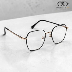 Mei Kailin Black Rose Gold geometric optical frame for women