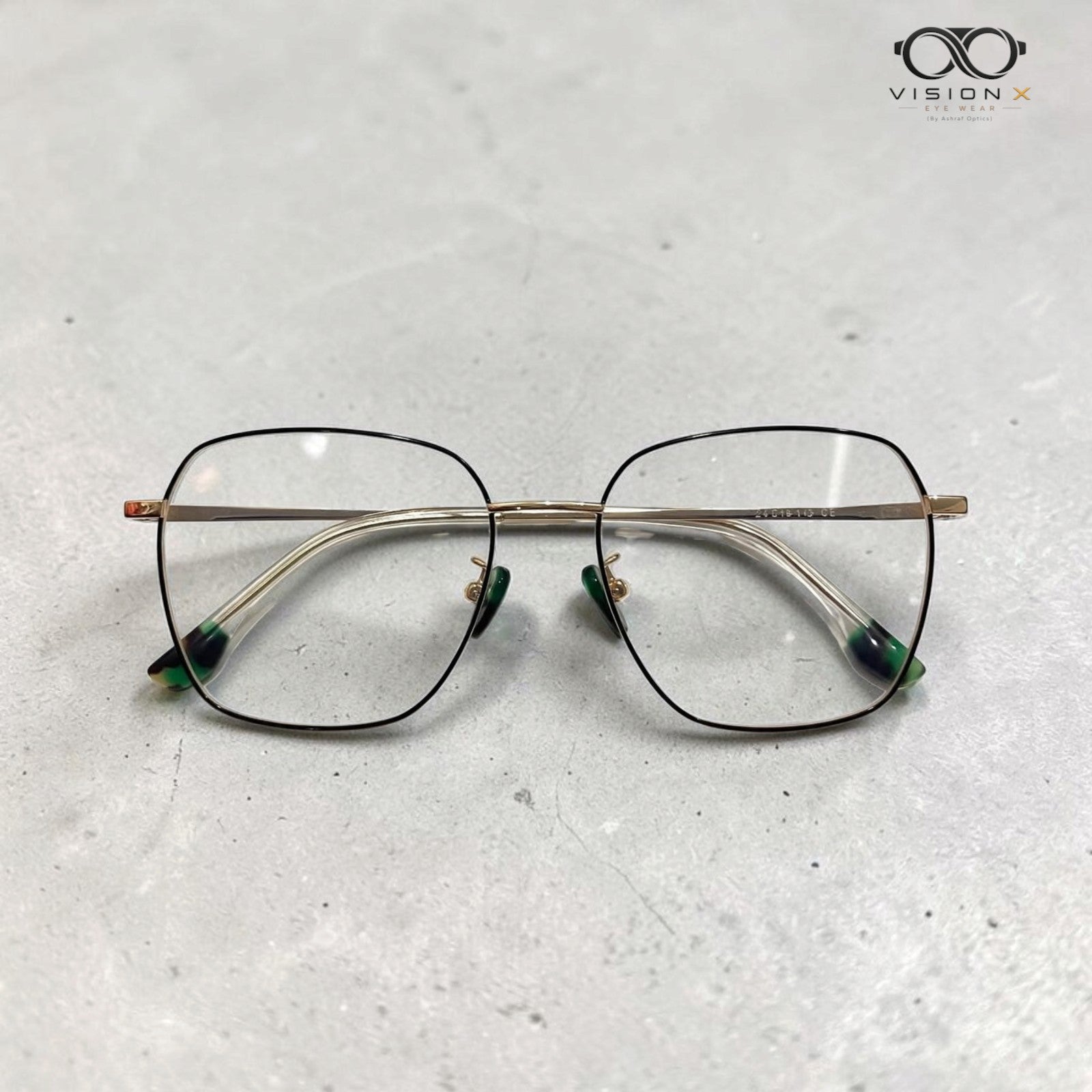 Mei Kailin Gold Green geometric optical frame for women