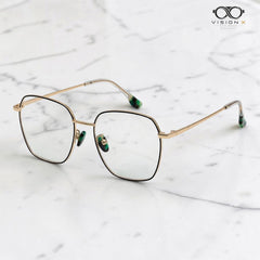 Mei Kailin Gold Green geometric optical frame for women view 2