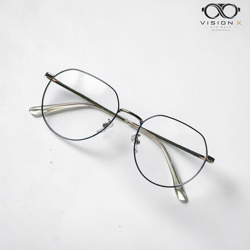 Mei Kailin Purple Rose Gold geometric round optical frame for women