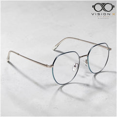 Mei Kailin Purple Rose Gold geometric round optical frame for women view 2