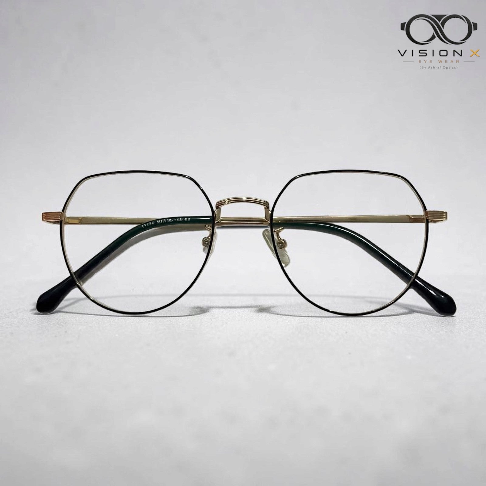 Mei Kailin Gold Black geometric round optical frame for women