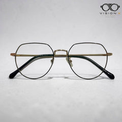 Mei Kailin Gold Black geometric round optical frame for women