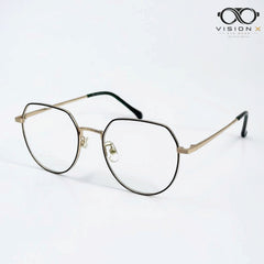 Mei Kailin Gold Black geometric round optical frame for women view 2