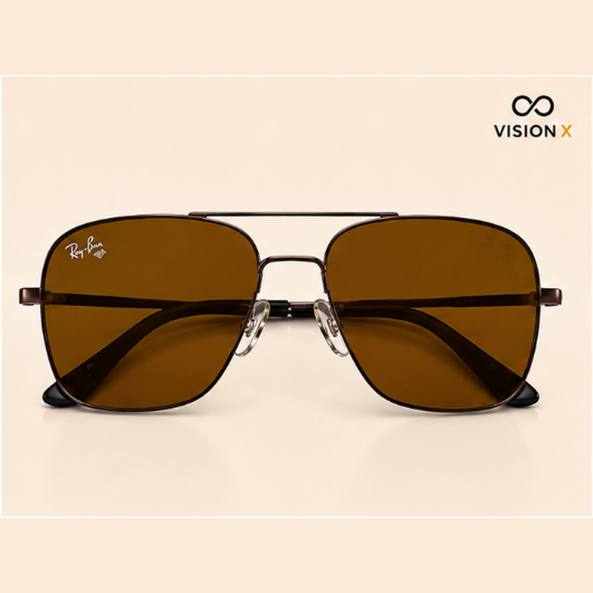 RAYBAN SQUARE AVIATOR BROWN S12 sunglasses view 3