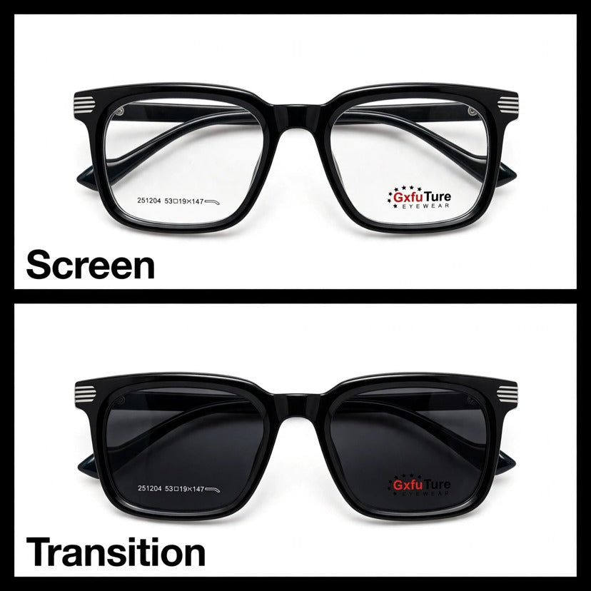 GxfuTure Black rectangle optical frame for men
