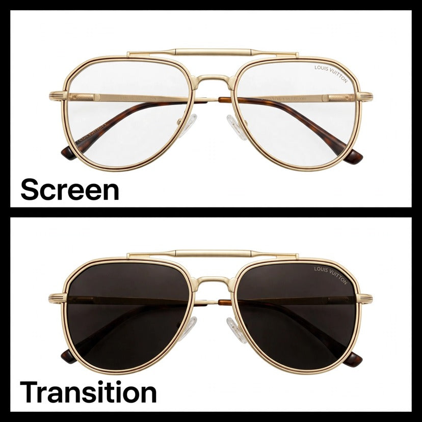 Louis Vuitton Gold aviator optical frame for men