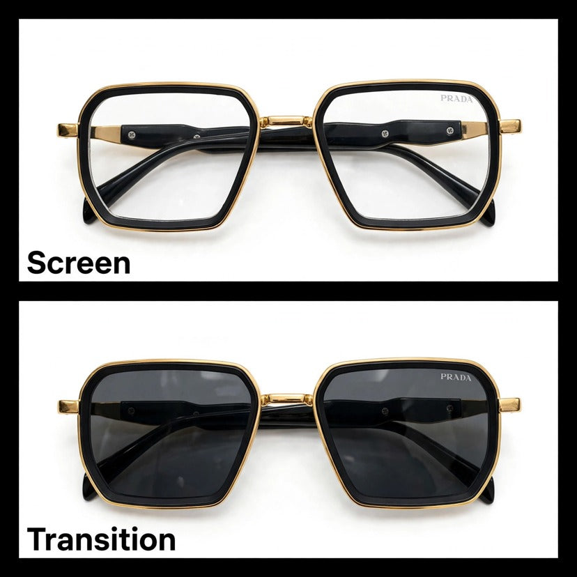 Prada Black/Gold rectangle optical frame for men