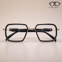Prada Black/Gold rectangle optical frame for men view 3
