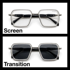 Prada Silver/Grey rectangle optical frame for men