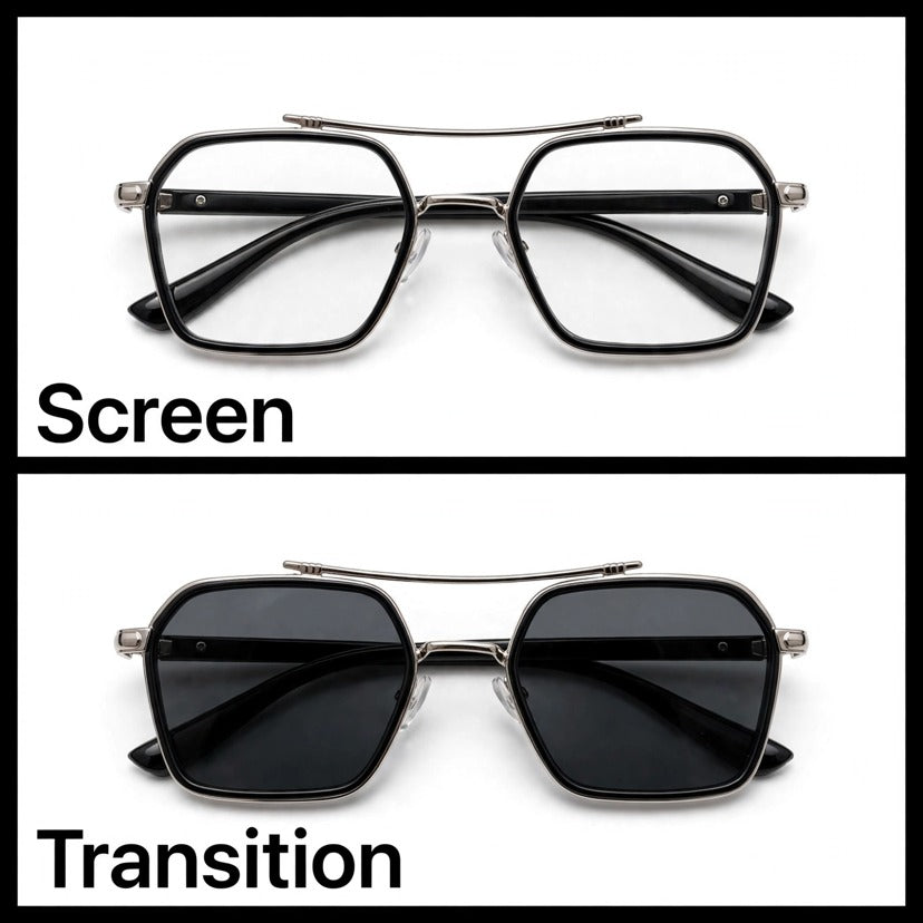 Classic Black/Silver navigator optical frame for men