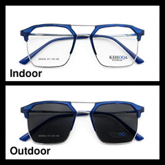 KEISOQA Blue geometric optical frame for men