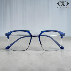 KEISOQA Blue geometric optical frame for men view 2